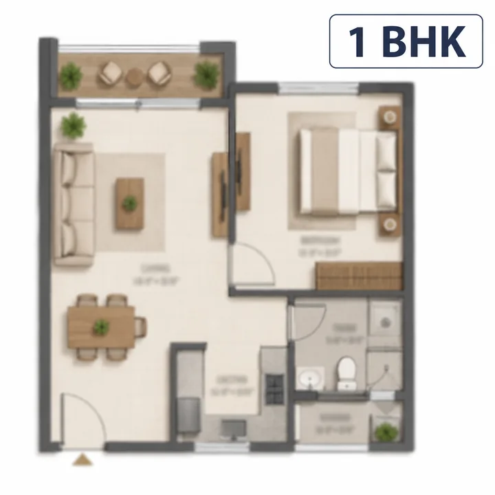 Prestige Forest Edge 1 BHK floor plan layout Prestige Forest Edge 1 BHK floor plan layout